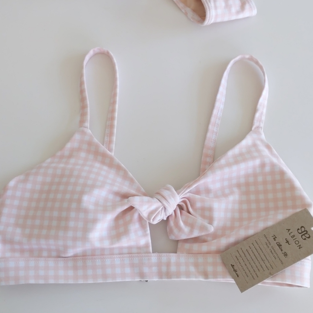 NWT Albion Pink Check Off The Hook Bikini Top